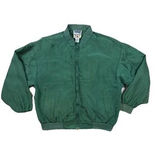 Vintage Details Express Green Windbreaker Spring Jacket Size Large Silk Nylon